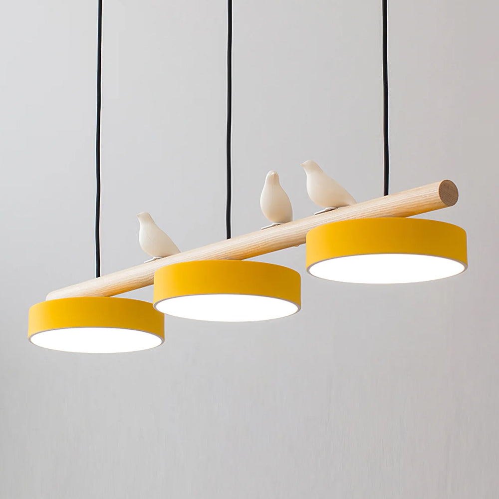 LED Pendant Light With Birds | 3 Light Linear Bar For Dining Table Kitchen