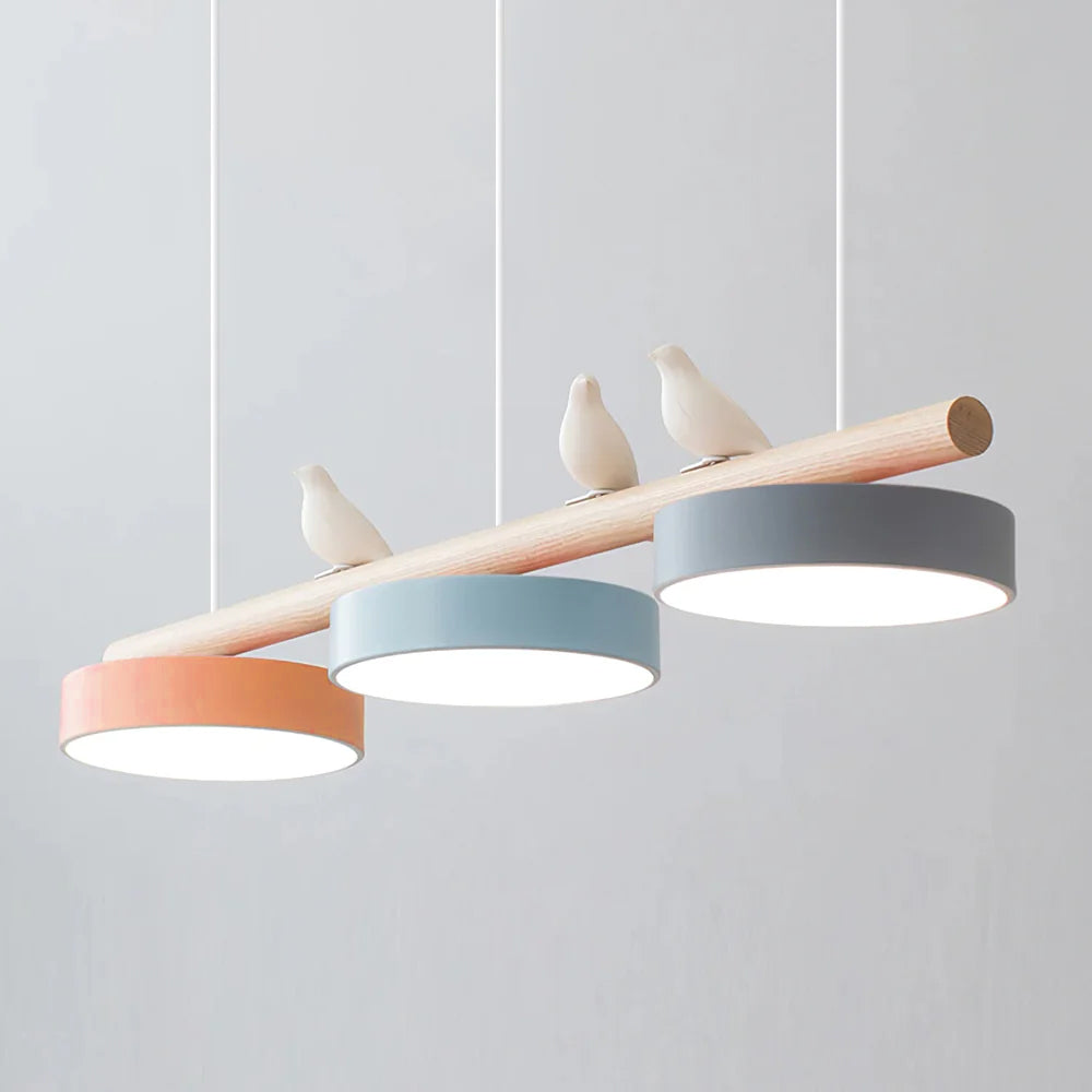 LED Pendant Light With Birds | 3 Light Linear Bar For Dining Table Kitchen