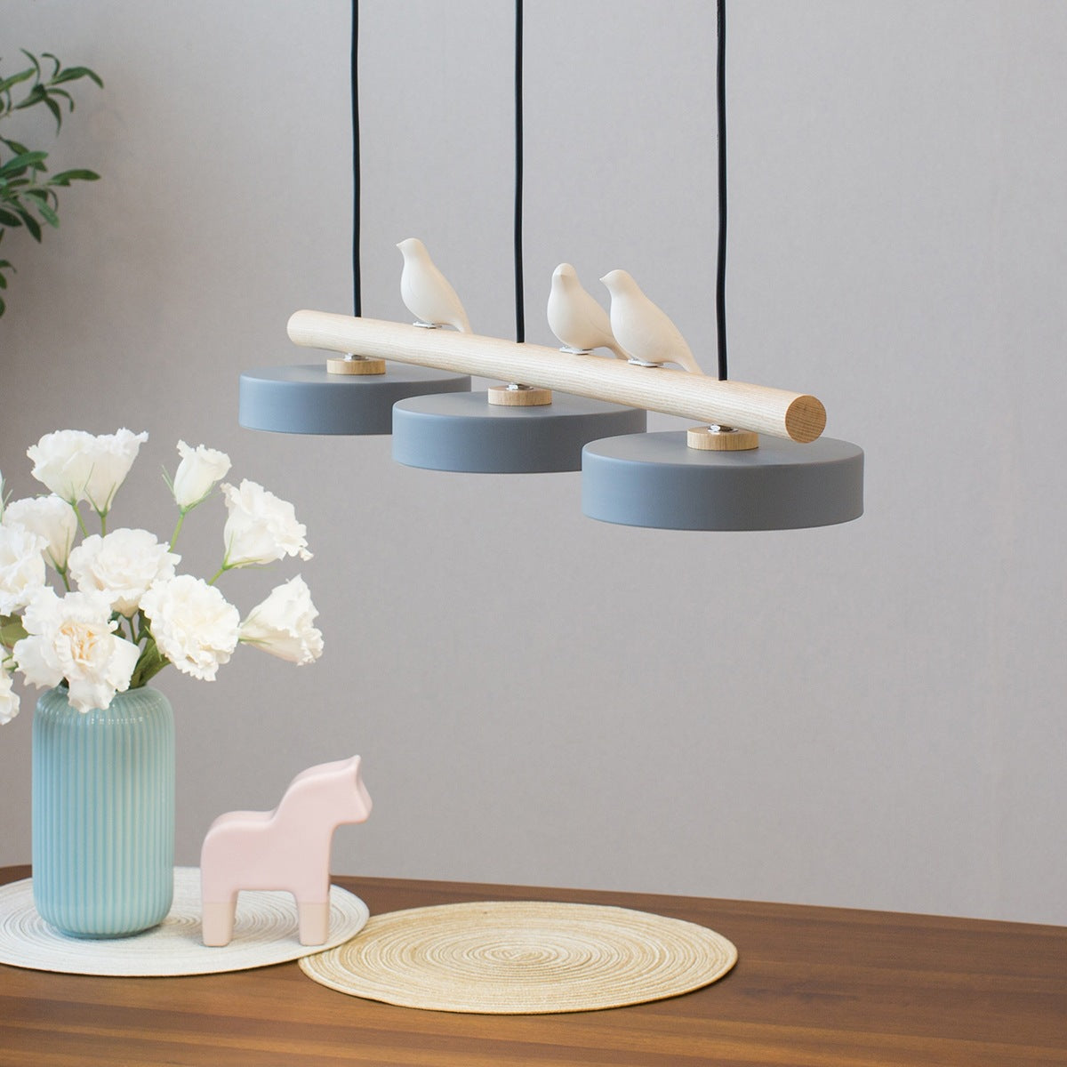 LED Pendant Light With Birds | 3 Light Linear Bar For Dining Table Kitchen