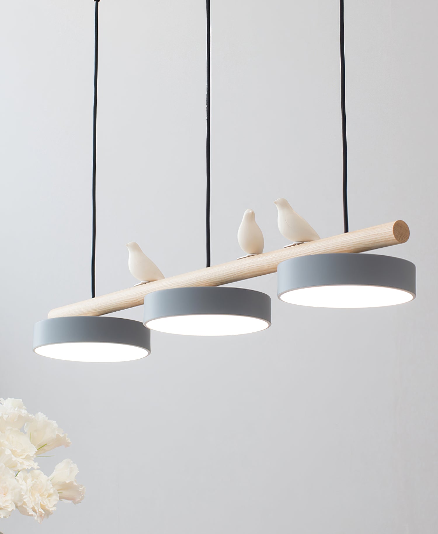 LED Pendant Light With Birds | 3 Light Linear Bar For Dining Table Kitchen