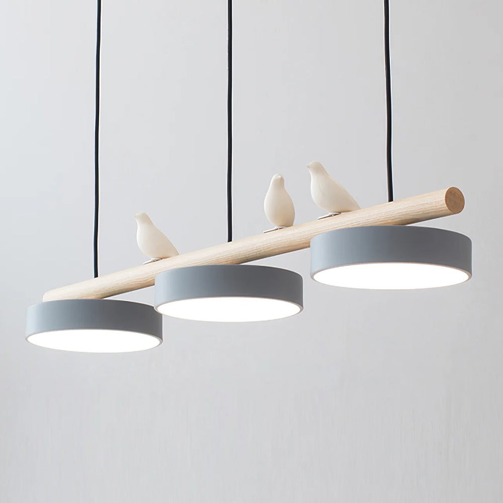 LED Pendant Light With Birds | 3 Light Linear Bar For Dining Table Kitchen