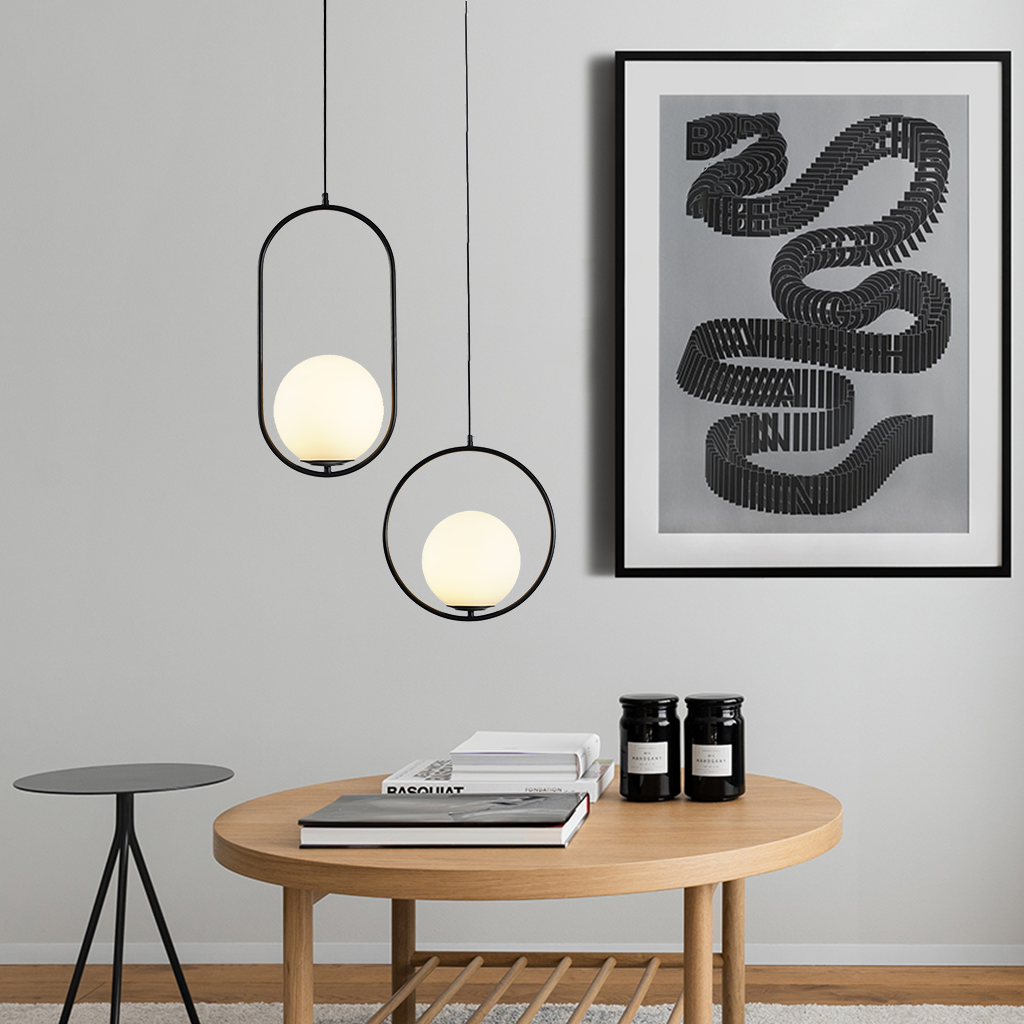 Circle Frame Globe Pendant Light | Living Room & Dining Room Lighting