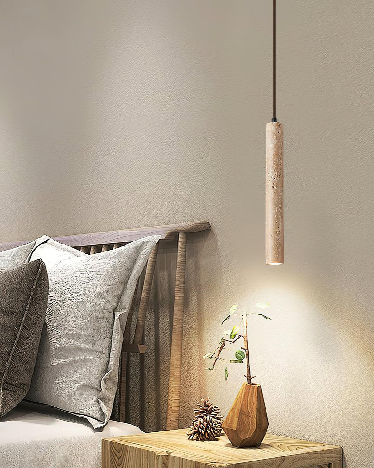 Japandi Cylinder Pendant Light | Slim Tube Hanging Lamp