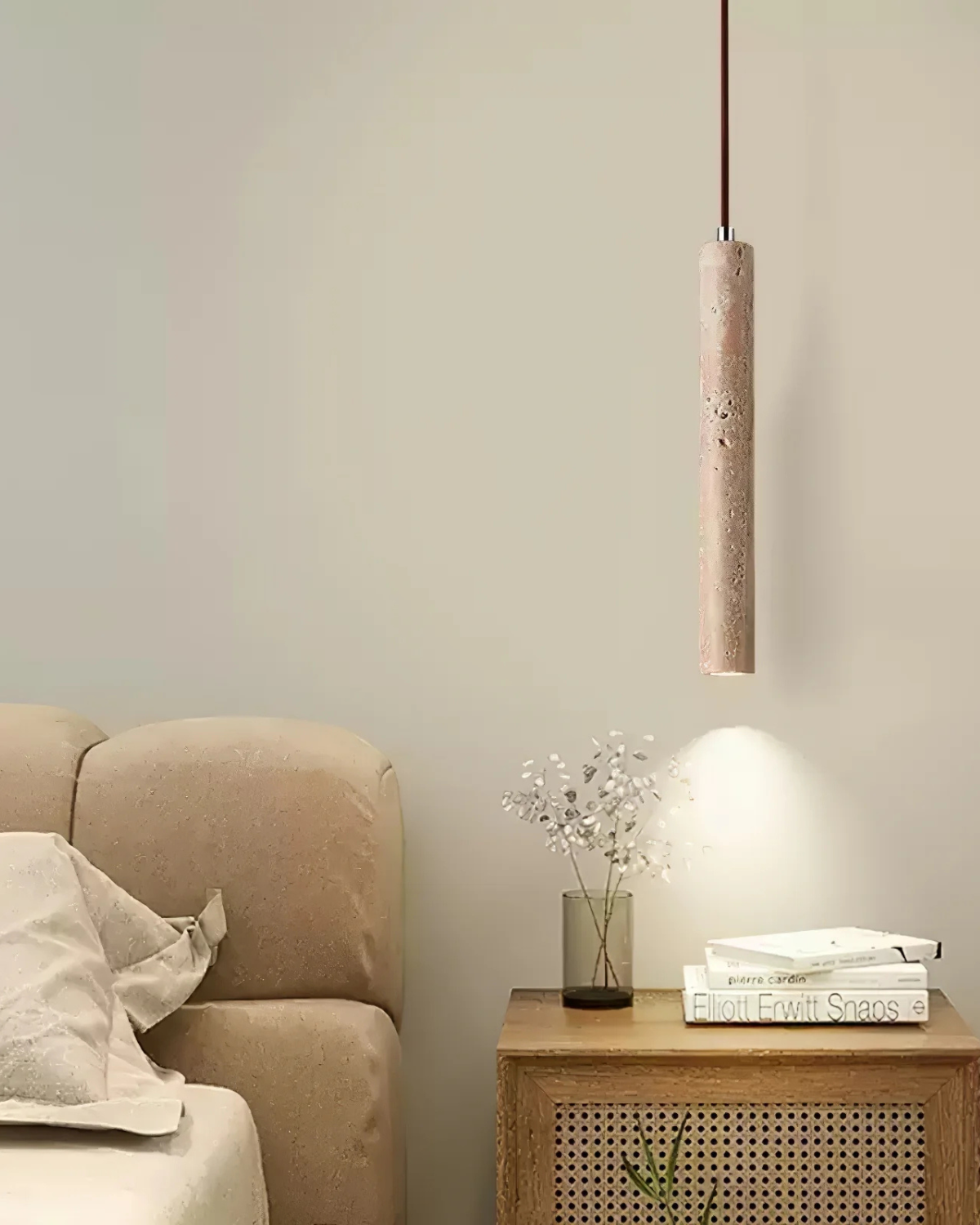 Japandi Cylinder Pendant Light | Slim Tube Hanging Lamp