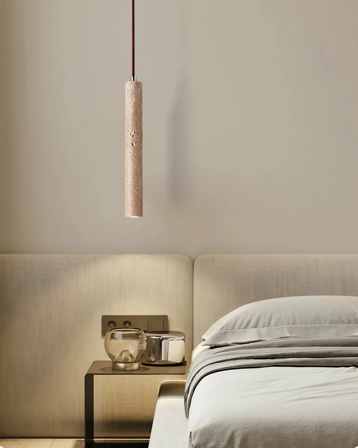 Japandi Cylinder Pendant Light | Slim Tube Hanging Lamp