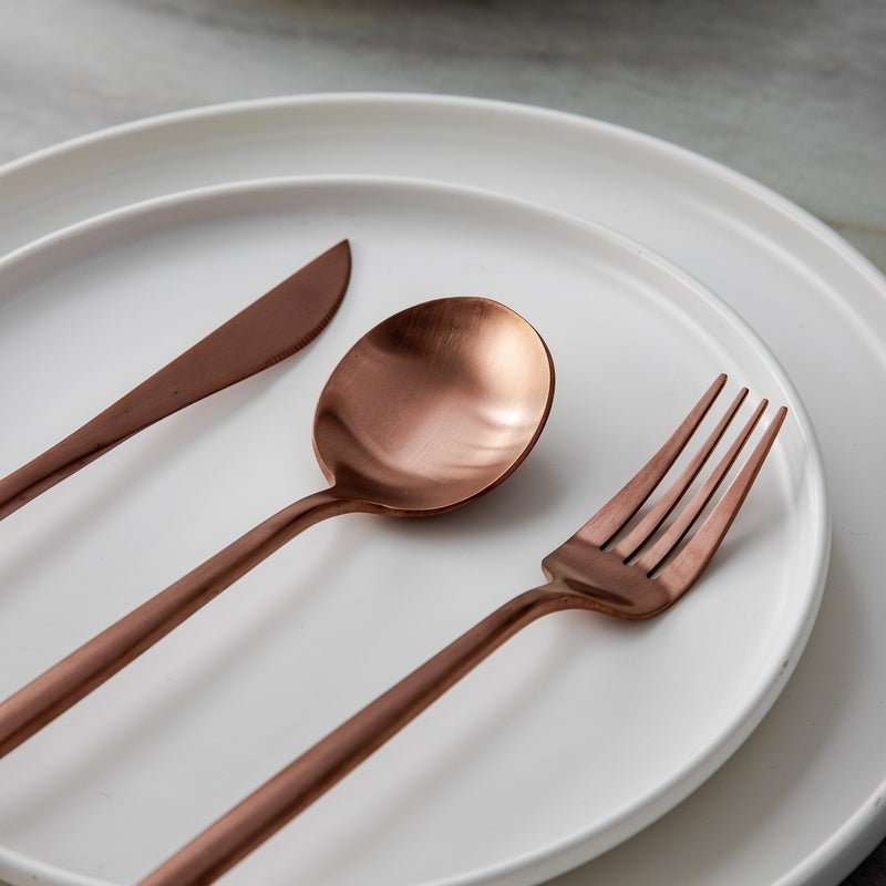 Modern Flatware Set | Sleek Metal Tableware Utensils
