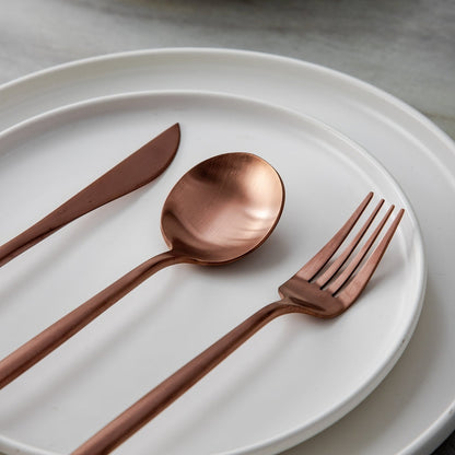 Modern Flatware Set | Sleek Metal Tableware Utensils