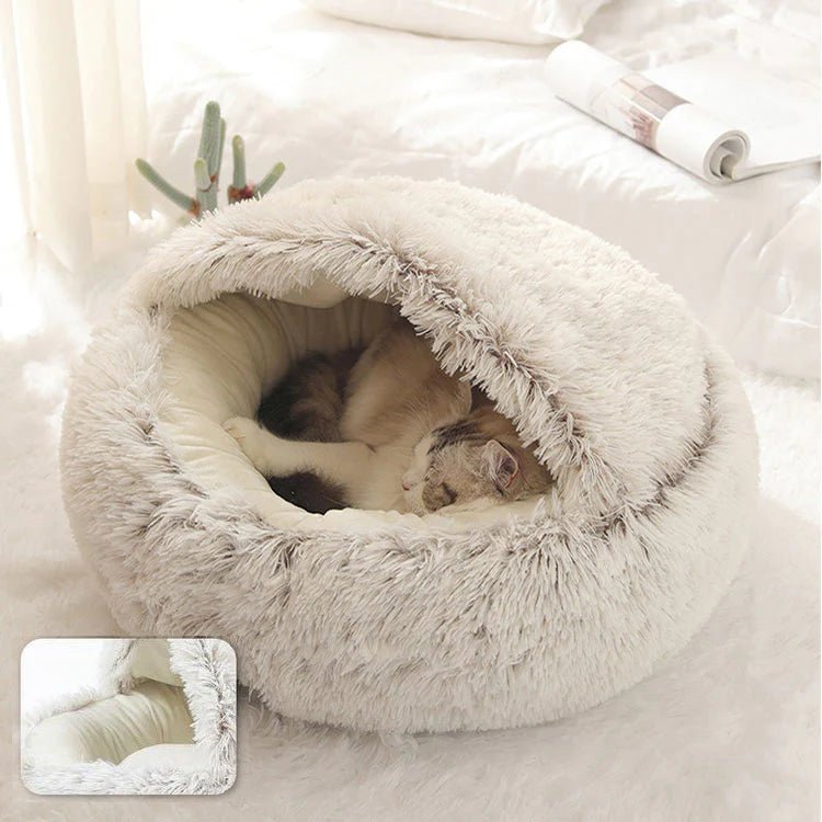 Calming Nest Pet Bed | Hooded Cave for Cats and Small Dogs