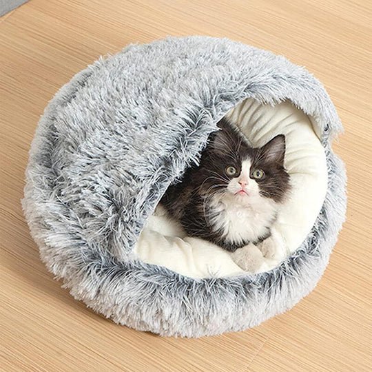 Calming Nest Pet Bed | Hooded Cave for Cats and Small Dogs