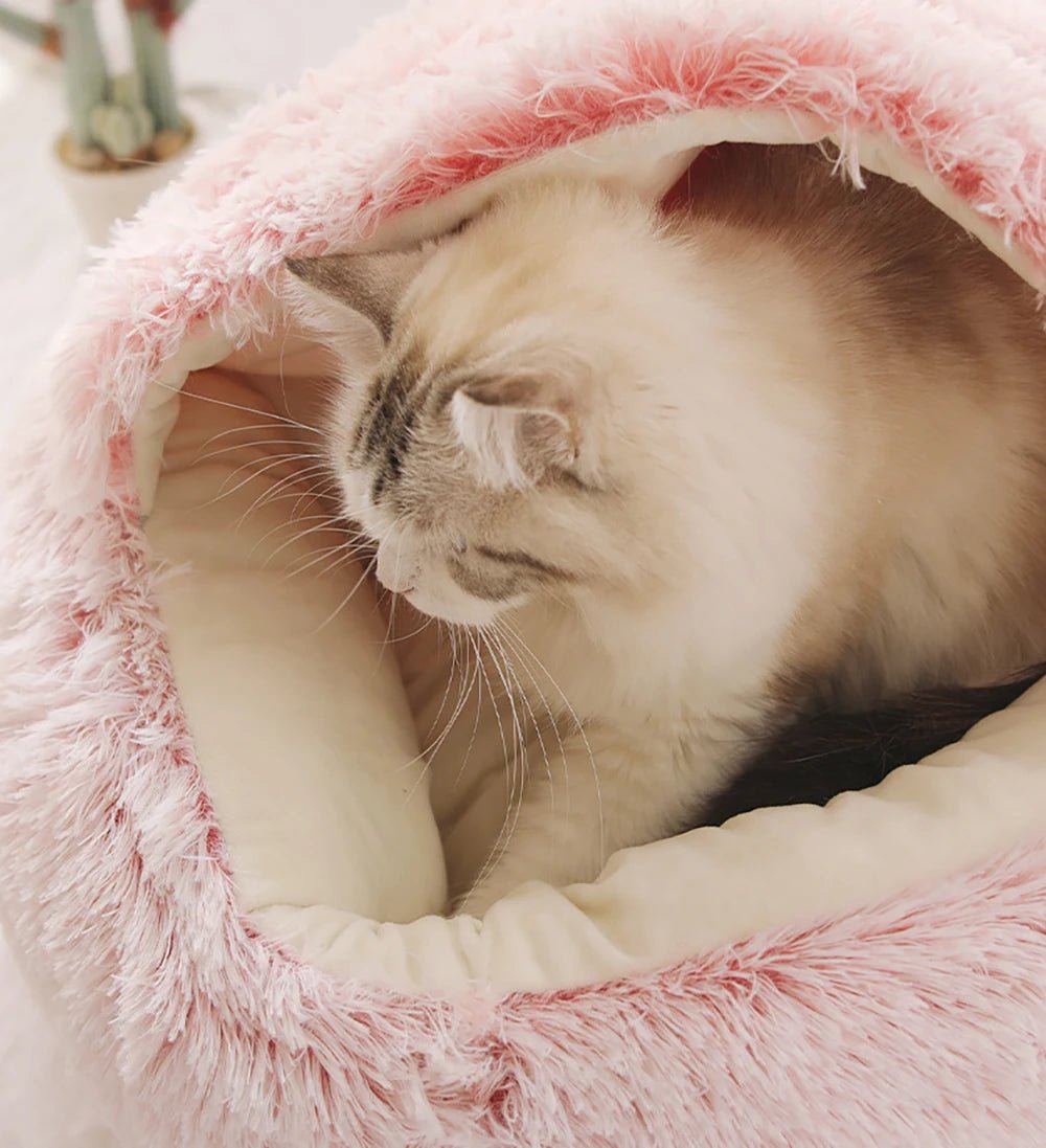 Calming Nest Pet Bed | Hooded Cave for Cats and Small Dogs