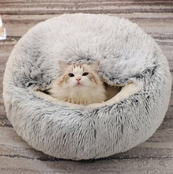 Calming Nest Pet Bed | Hooded Cave for Cats and Small Dogs