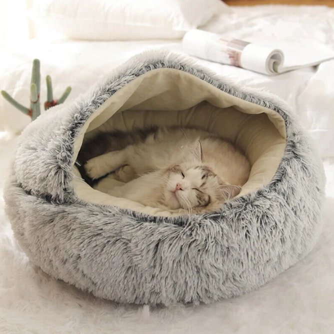 Calming Nest Pet Bed | Hooded Cave for Cats and Small Dogs