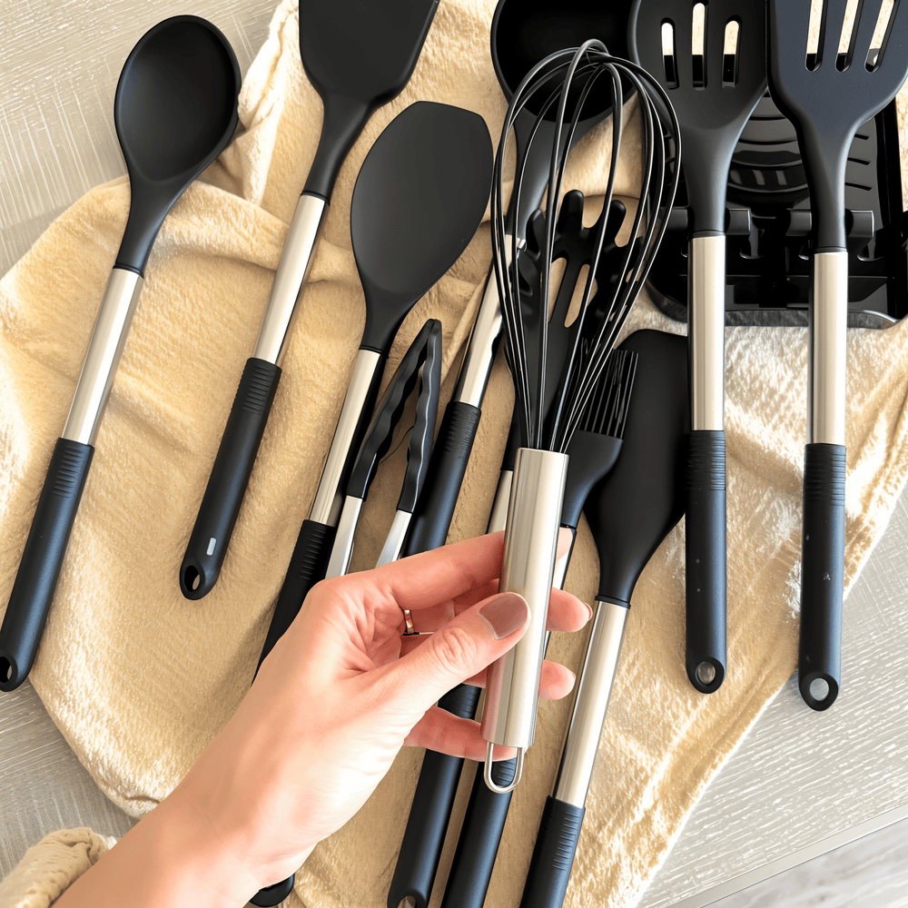 Kitchen Utensil Set With Holder | 12 Piece Non Scratch Cooking