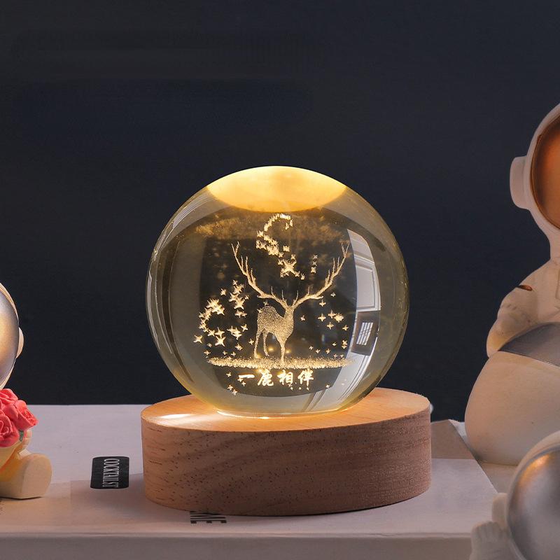 Crystal Ball Night Light | 3D Engraved Ambient Lamp
