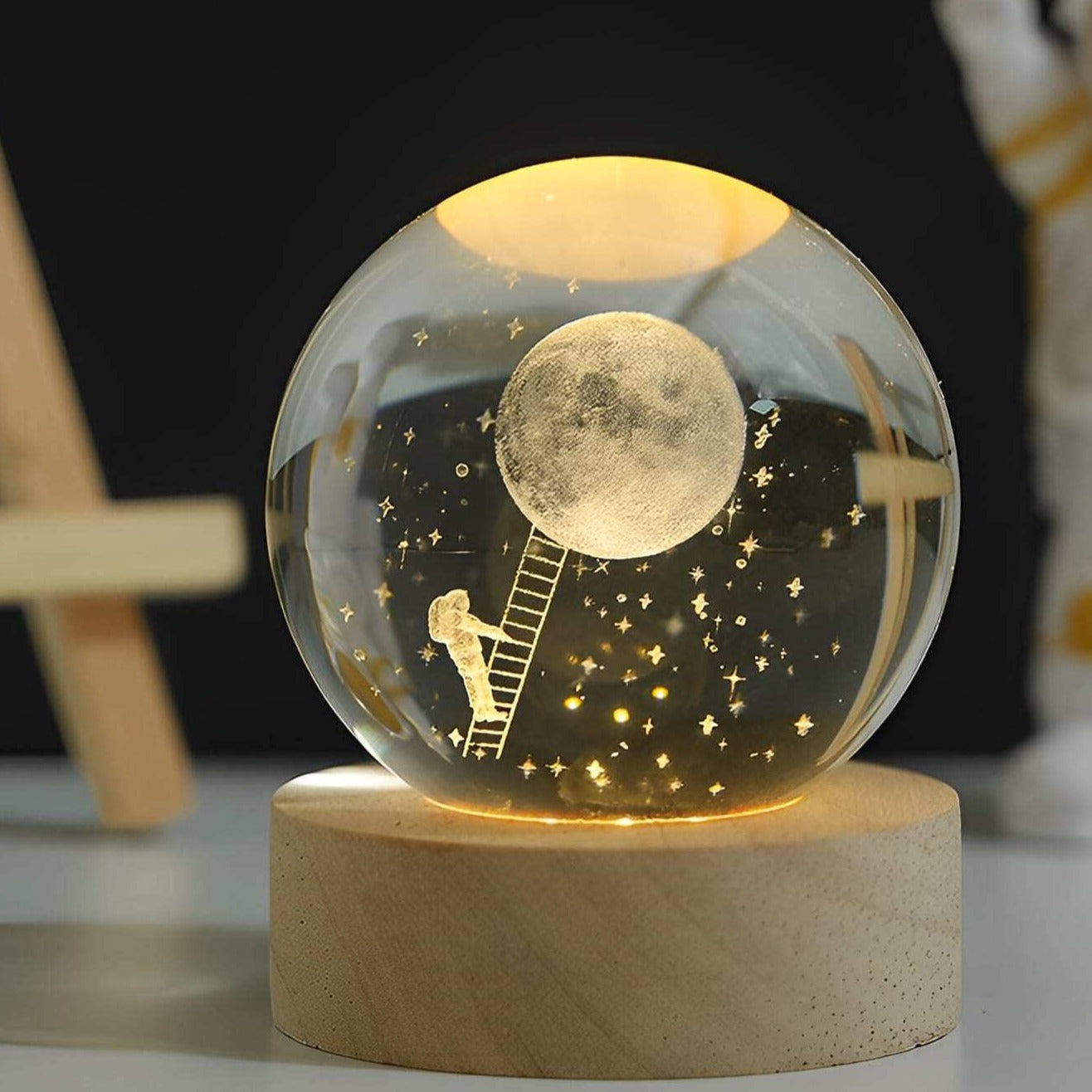 Crystal Ball Night Light | 3D Engraved Ambient Lamp