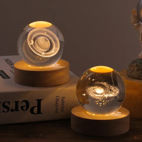 Crystal Ball Night Light | 3D Engraved Ambient Lamp