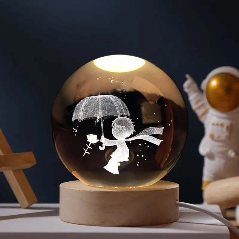 Crystal Ball Night Light | 3D Engraved Ambient Lamp