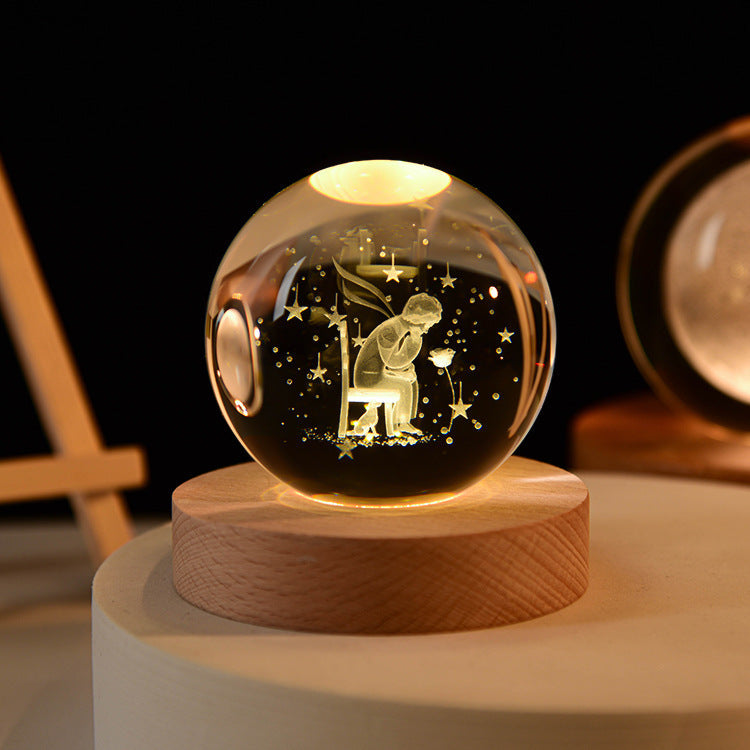 Crystal Ball Night Light | 3D Engraved Ambient Lamp