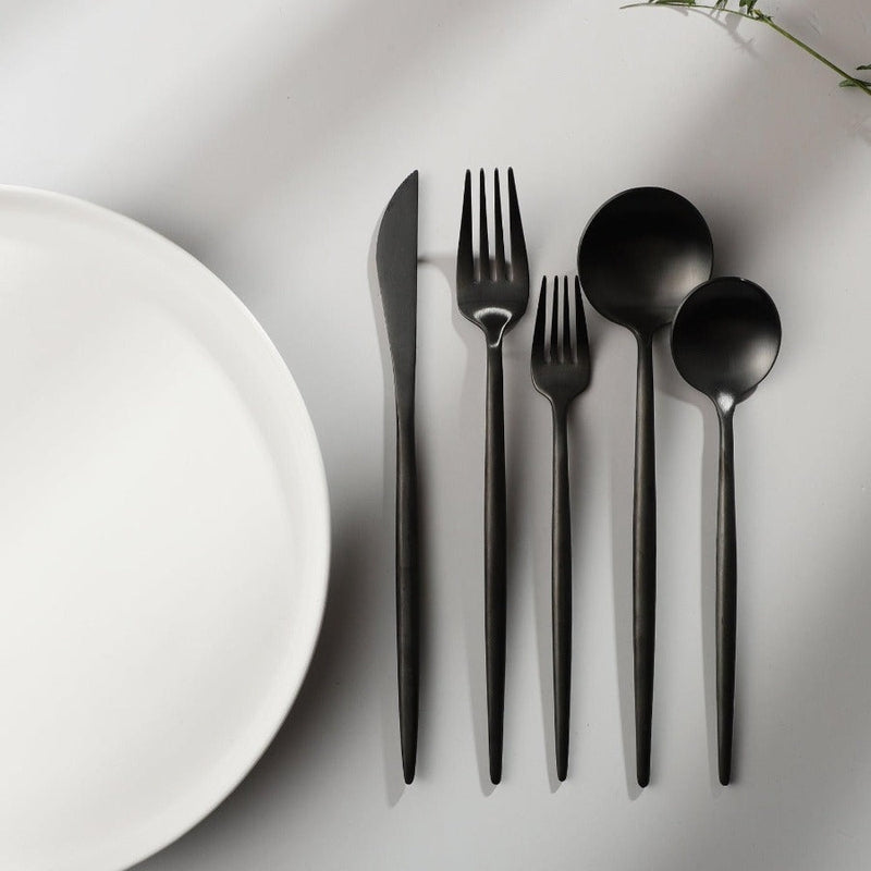 Modern Flatware Set | Sleek Metal Tableware Utensils