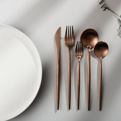 Modern Flatware Set | Sleek Metal Tableware Utensils