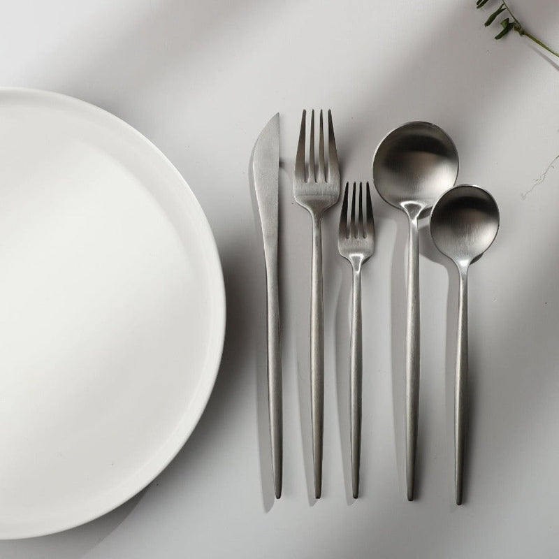 Modern Flatware Set | Sleek Metal Tableware Utensils