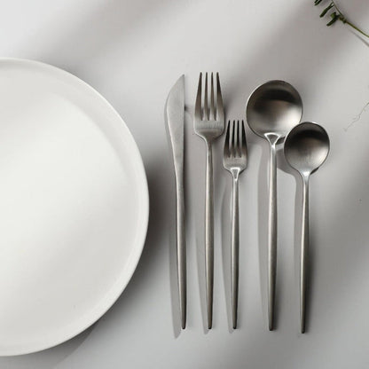 Modern Flatware Set | Sleek Metal Tableware Utensils