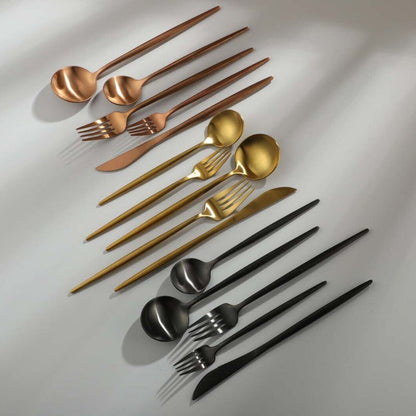 Modern Flatware Set | Sleek Metal Tableware Utensils