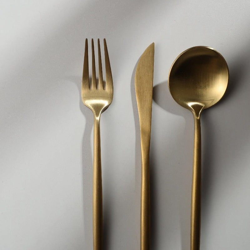 Modern Flatware Set | Sleek Metal Tableware Utensils