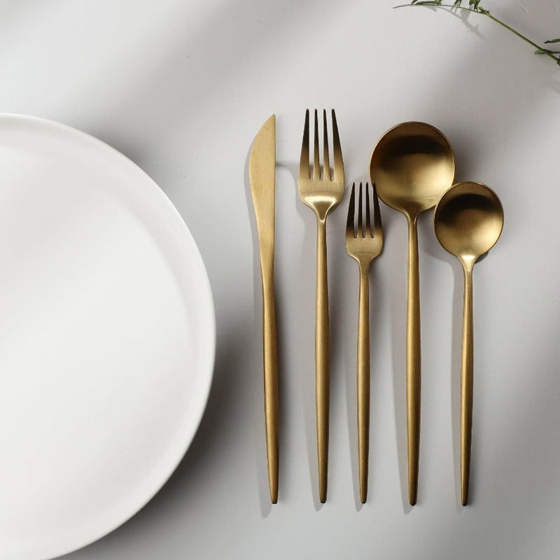 Modern Flatware Set | Sleek Metal Tableware Utensils
