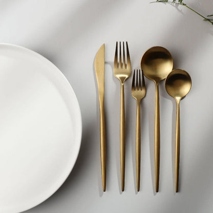 Modern Flatware Set | Sleek Metal Tableware Utensils