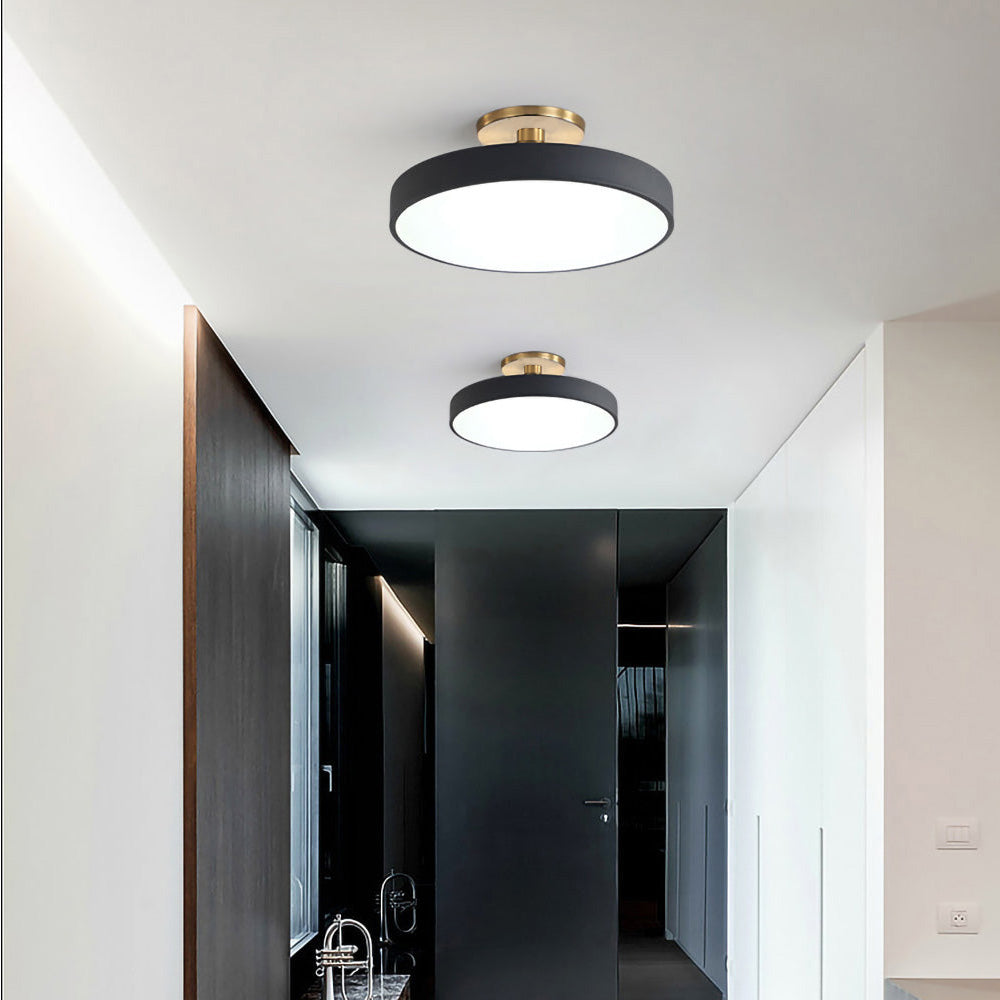 Modern Round LED Ceiling Light | Semi Flush Fixture for Hallway Dining Room Bedroom & Living Room