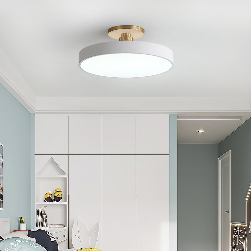 Modern Round LED Ceiling Light | Semi Flush Fixture for Hallway Dining Room Bedroom & Living Room