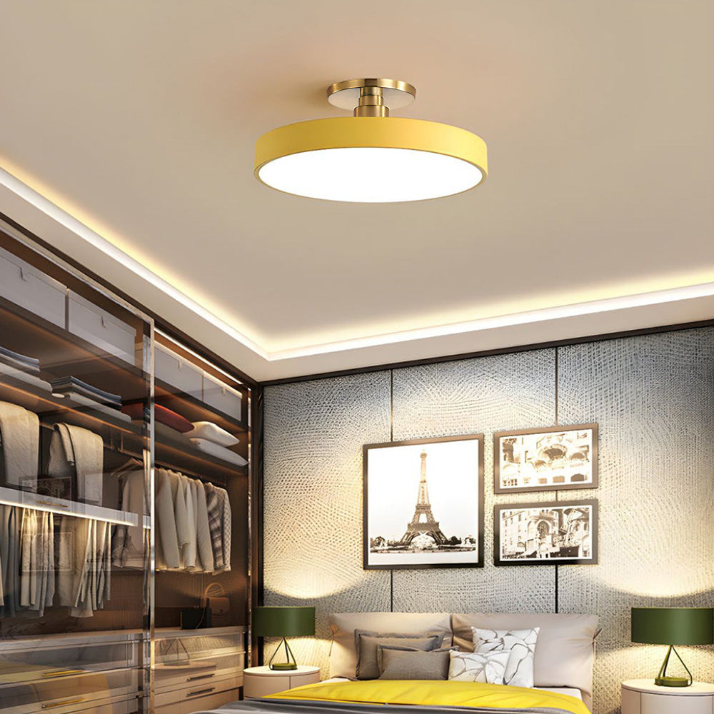 Modern Round LED Ceiling Light | Semi Flush Fixture for Hallway Dining Room Bedroom & Living Room