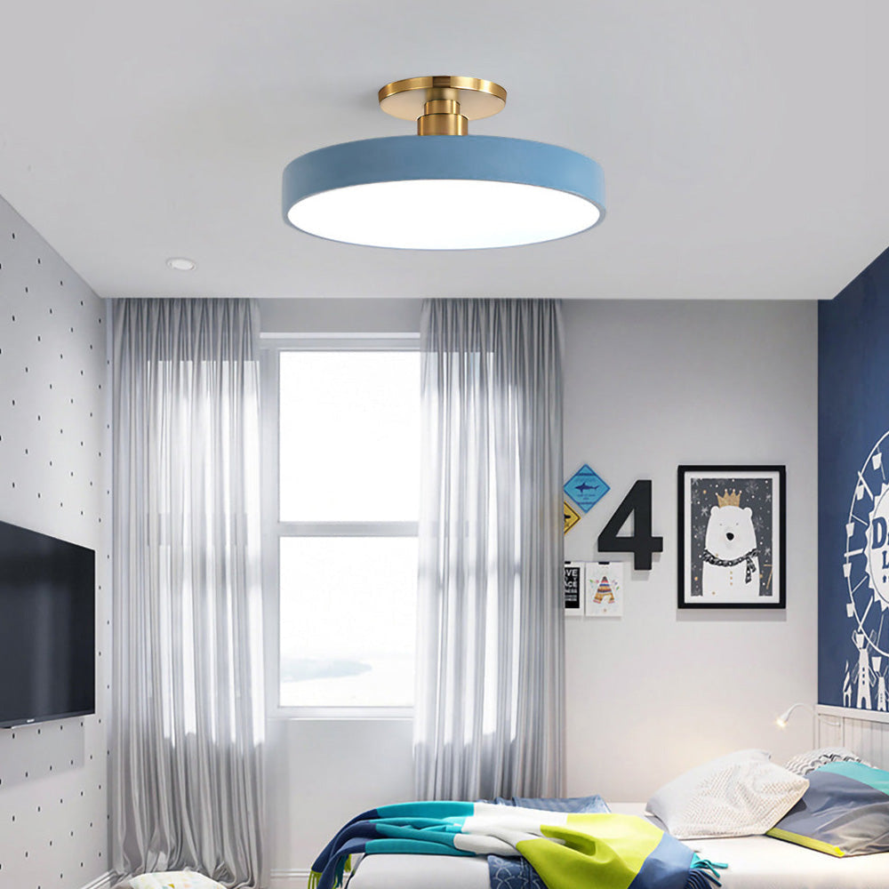 Modern Round LED Ceiling Light | Semi Flush Fixture for Hallway Dining Room Bedroom & Living Room