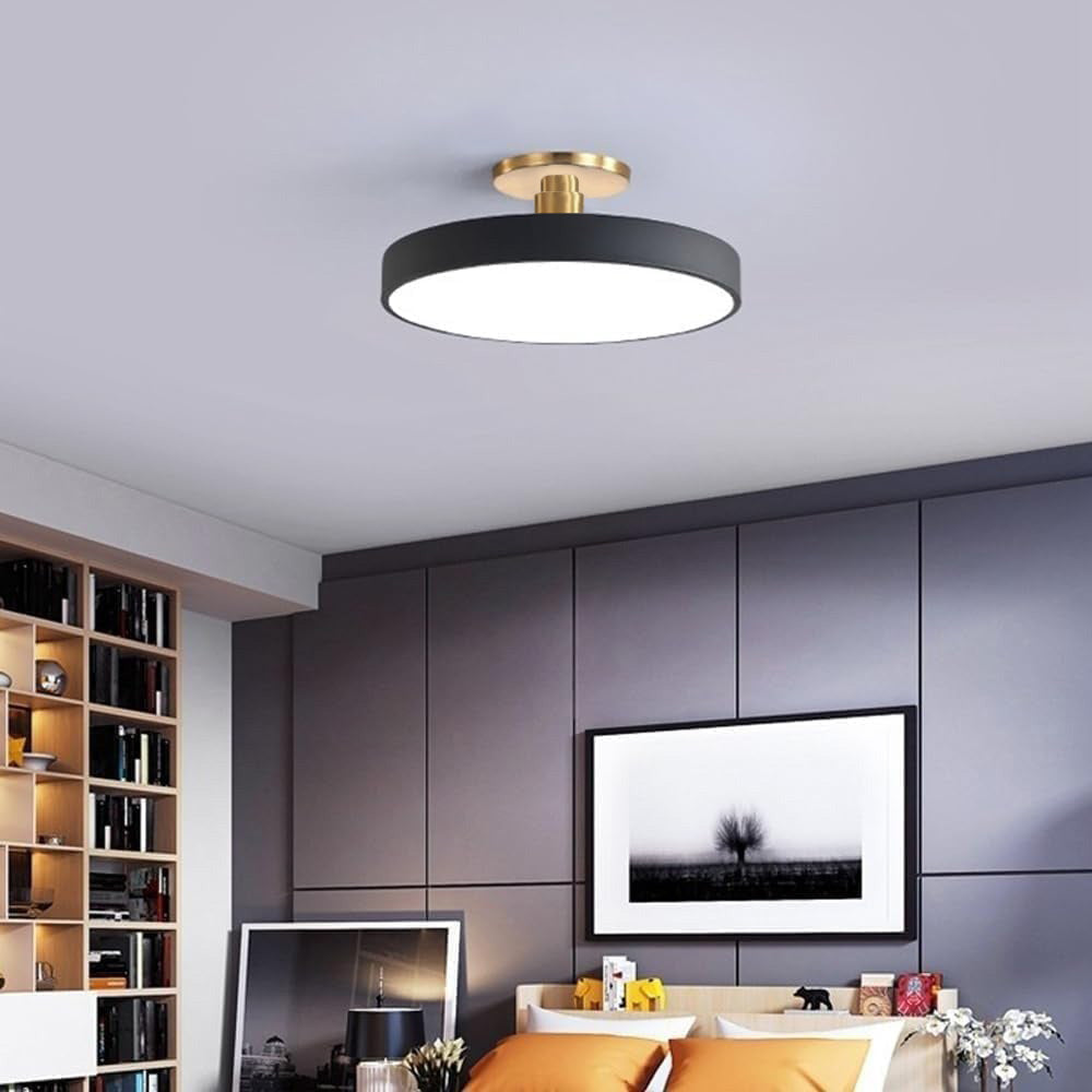 Modern Round LED Ceiling Light | Semi Flush Fixture for Hallway Dining Room Bedroom & Living Room