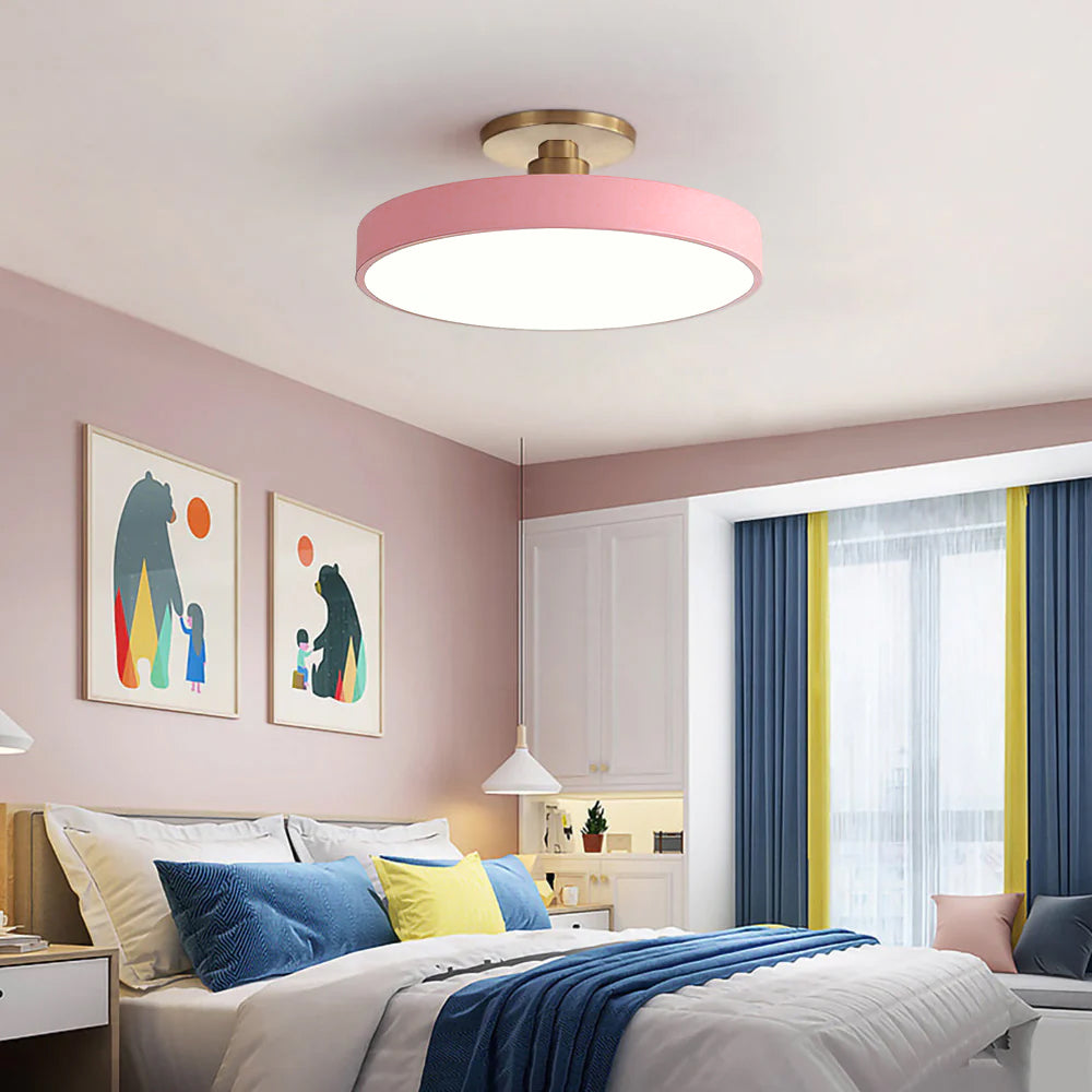Modern Round LED Ceiling Light | Semi Flush Fixture for Hallway Dining Room Bedroom & Living Room