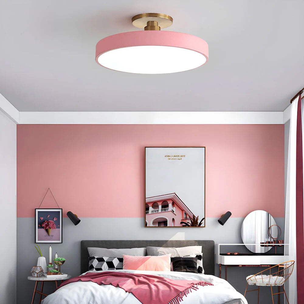 Modern Round LED Ceiling Light | Semi Flush Fixture for Hallway Dining Room Bedroom & Living Room