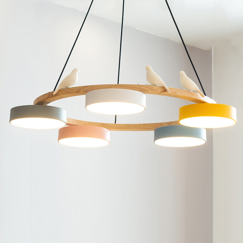 Ring Chandelier with Bird Detail | Pendant Light