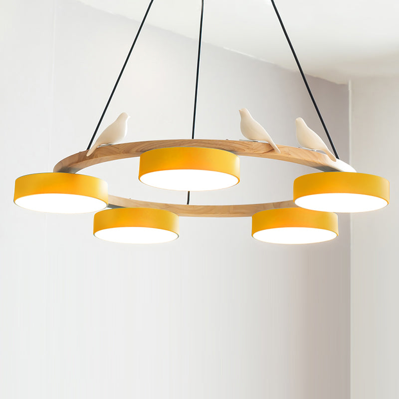 Ring Chandelier with Bird Detail | Pendant Light
