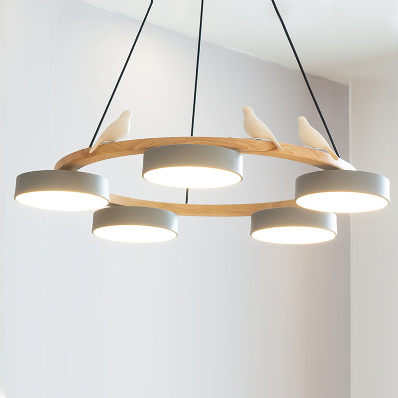 Ring Chandelier with Bird Detail | Pendant Light