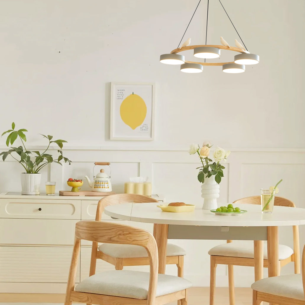 Ring Chandelier with Bird Detail | Pendant Light