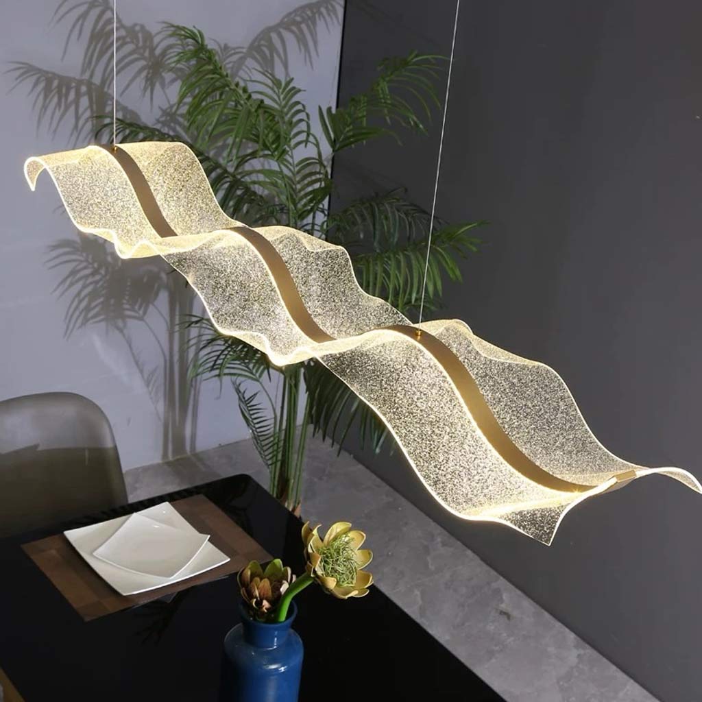 LED Pendant Light | Dimmable Wavy Linear Design For Dining Table And Living Room