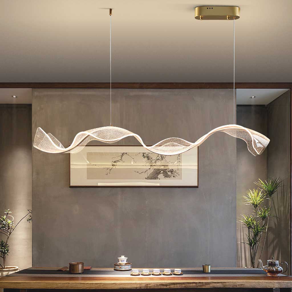 LED Pendant Light | Dimmable Wavy Linear Design For Dining Table And Living Room