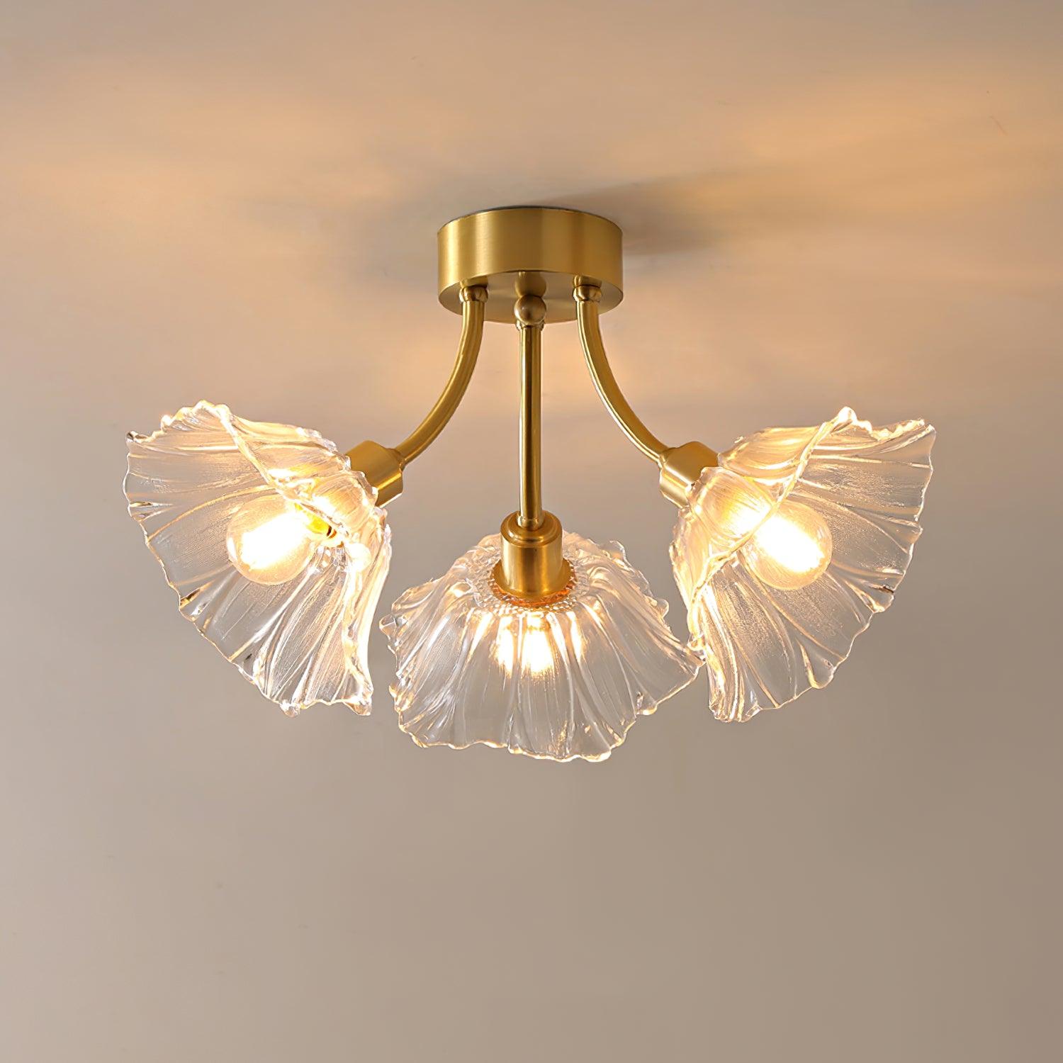 Flower Shade Ceiling Light | Semi Flush 3 Way For Living Room Bedroom