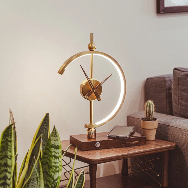 Table Lamp With Clock | Wireless Charging And Dimmable Light
