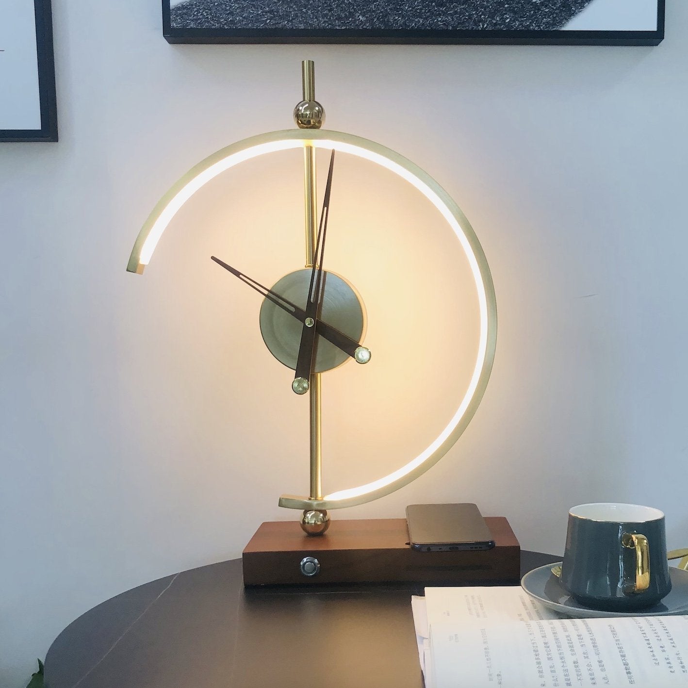 Table Lamp With Clock | Wireless Charging And Dimmable Light