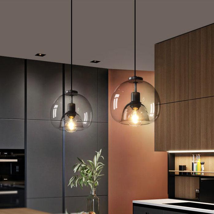 Minimalist Smoked Glass Pendant Light | Dome Shade