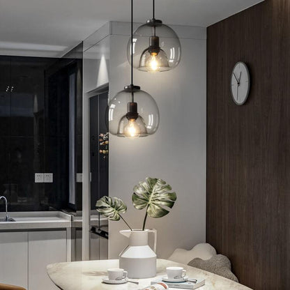 Minimalist Smoked Glass Pendant Light | Dome Shade