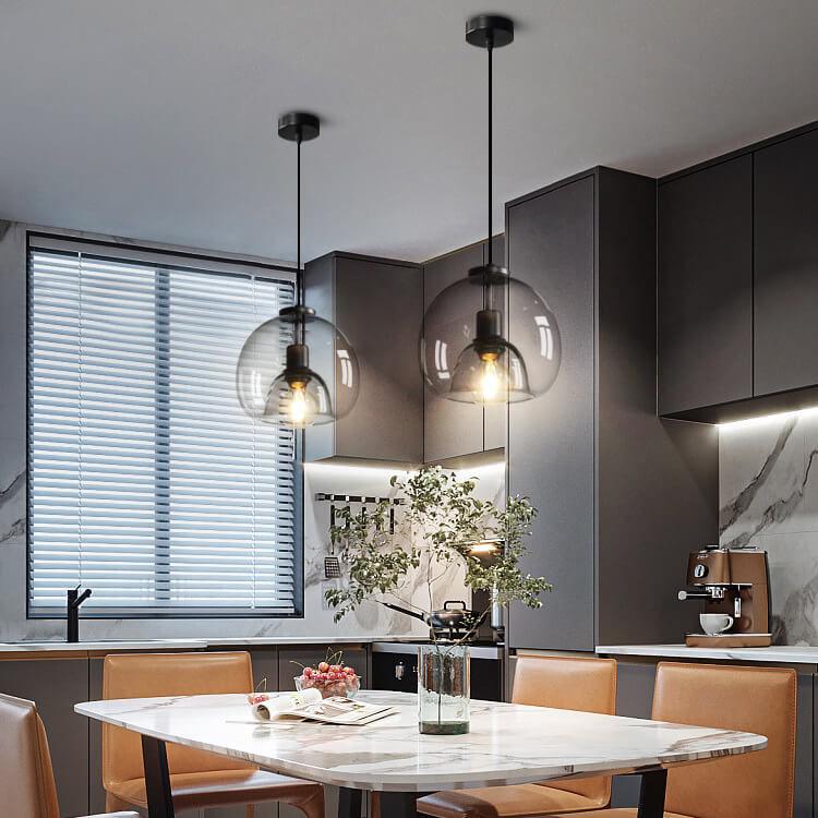 Minimalist Smoked Glass Pendant Light | Dome Shade
