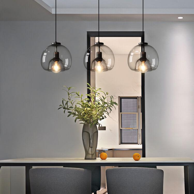 Minimalist Smoked Glass Pendant Light | Dome Shade